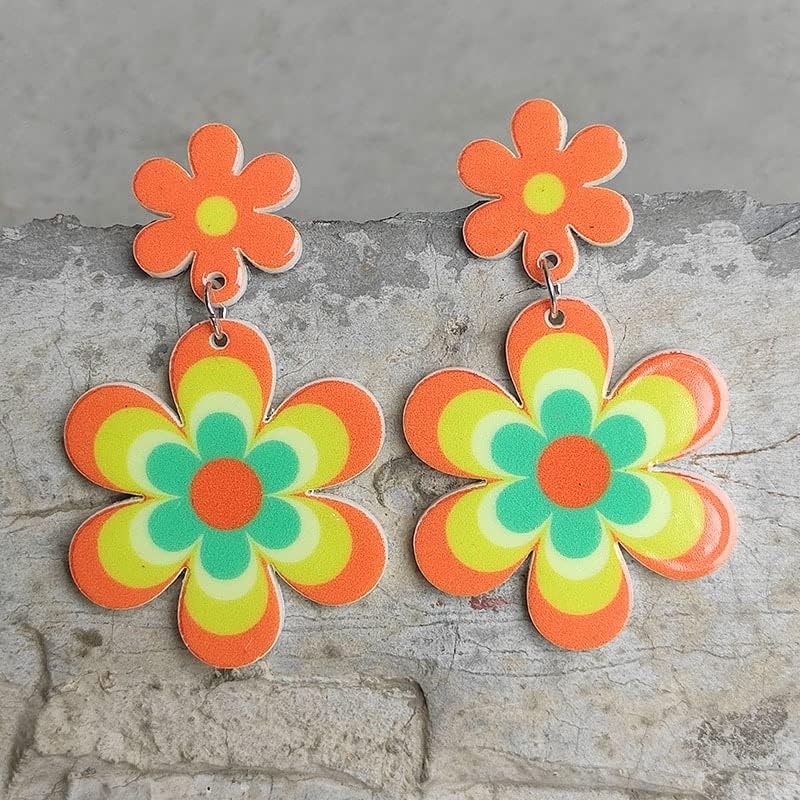 Floral Daisy Flower Dangle Earrings Y2k Vintage Resin Bohemian Lightweight Acrylic 60S 70S Party Mother's Day Valentien's Day Graduation Gift for Women - Image 2