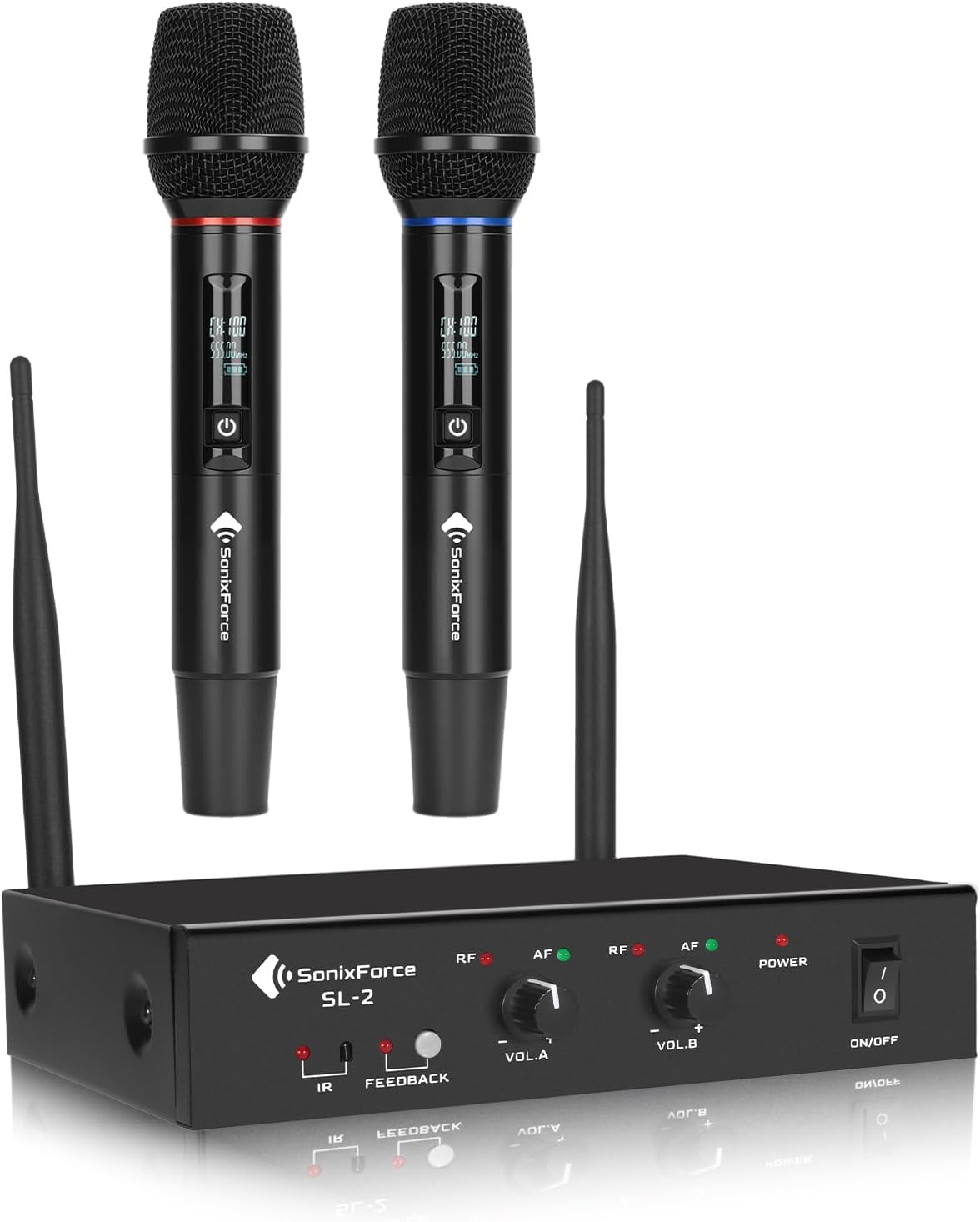 Wireless Microphone System, Dual Wireless Mics with Handhelds, 2x100 UHF Frequencies,262ft Range,Dynamic Microphone for Singing, Karaoke, Church