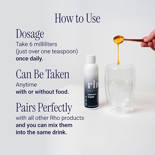 Miniatura 6 de Rho Nutrition Liposomal CoQ10 - Coenzima líquida de alta absorción Q10 para la salud del corazón, energía celular y apoyo antioxidante - Apoya el