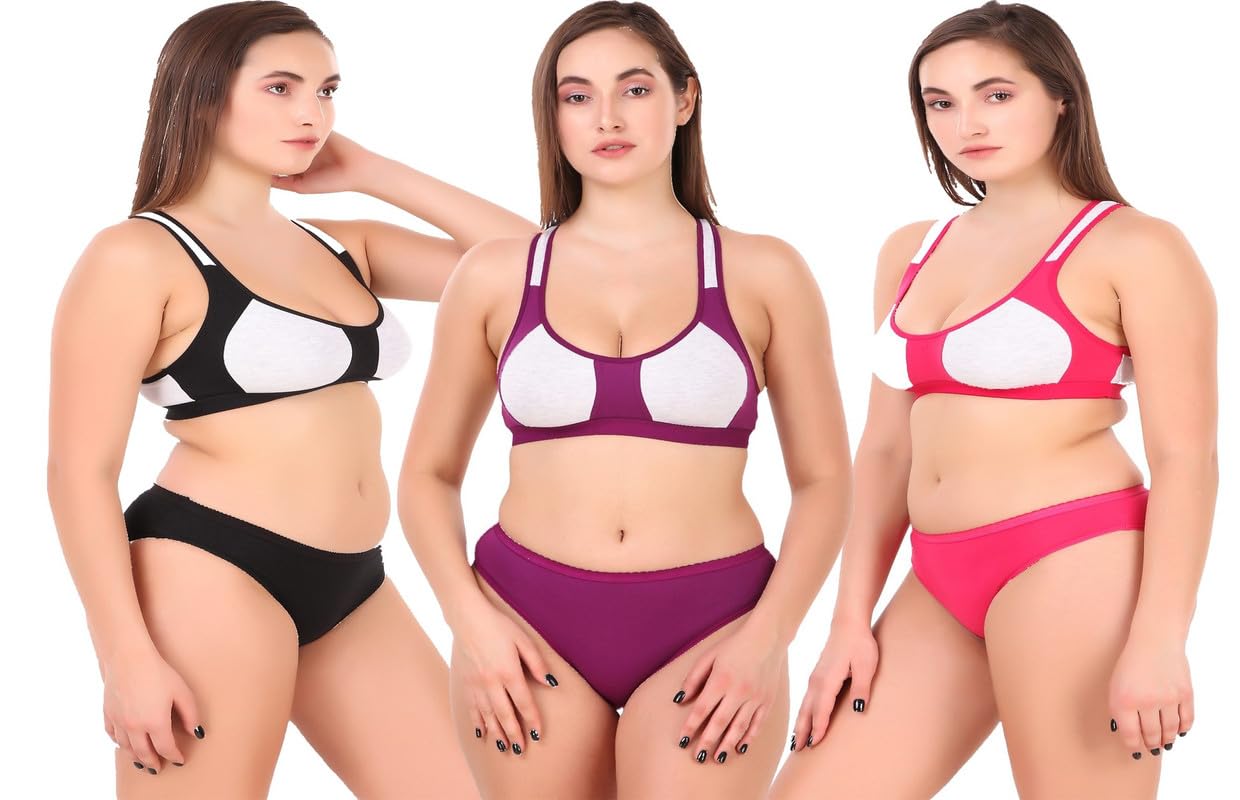 Women’s Bra Panty Set Cotton and Soft Fabric Cross Back Style (28 to 40 Size)