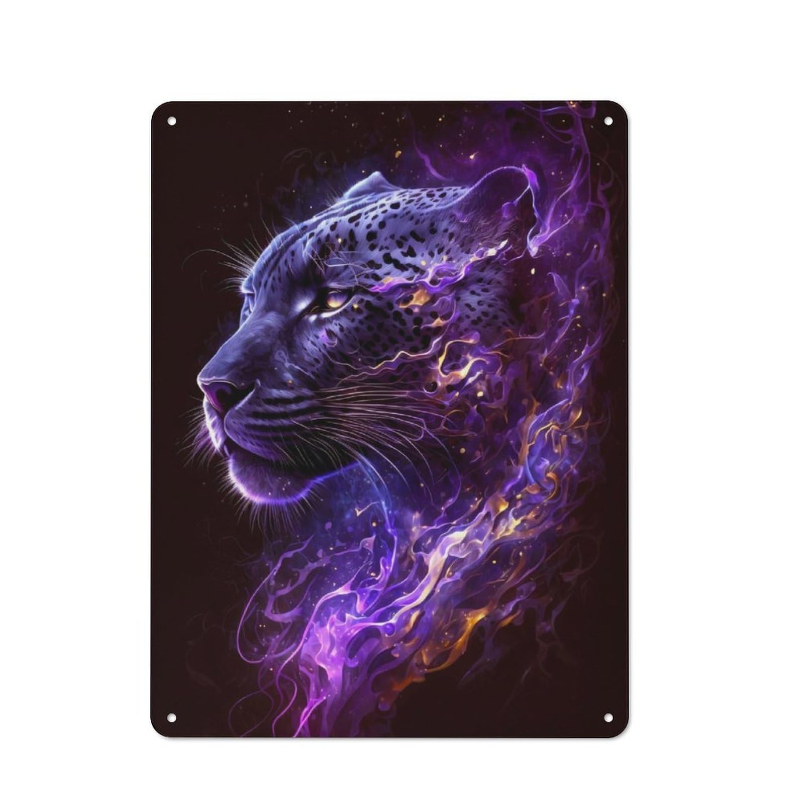 Vintage Metal Sign 40x30cm Featuring Cosmic Panther Face, Home Bar Decor for Cafe, Pub, Workshop Or Home Bar