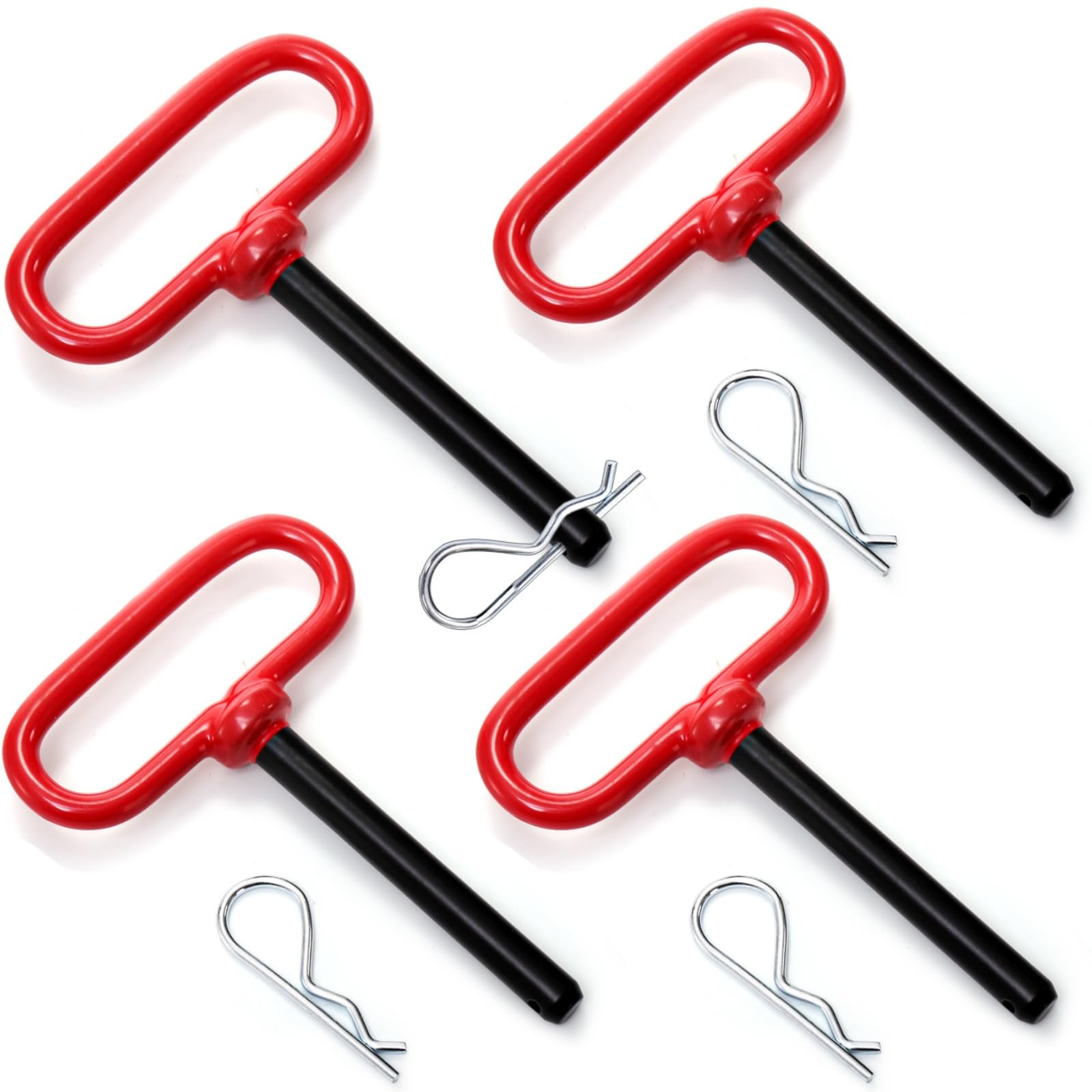 Mezchi 4 Pack 1/2 Inch Trailer Tow Hitch Pin and Clip, 1/2 x 3-5/8 Heavy Duty Trailer Gate Pin, Lawn Mower Hitch Pins Accessories for Tractors, Truck, RV Car, ATV