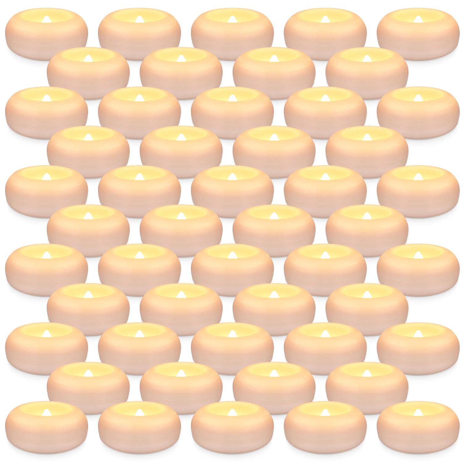 50 Pack 2”Floating Candles Water-Activated Flameless LED Candle, Warm White Battery Operate Waterproof Tealights for Cylinder Vases, Centerpieces at Wedding, Party, Pool,Romantic.