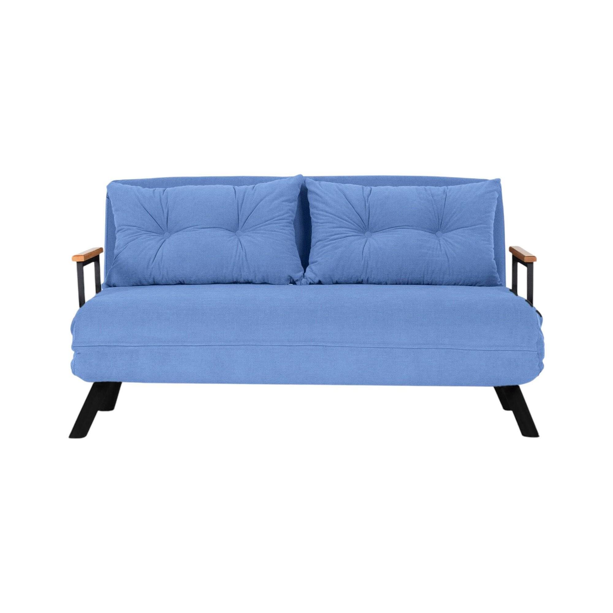 Dmora - Divano Letto 2 posti Merak, Sofà trasformabile, Divanetto per Ospiti, Poltrona Letto, 133x78 h78 cm, Blu