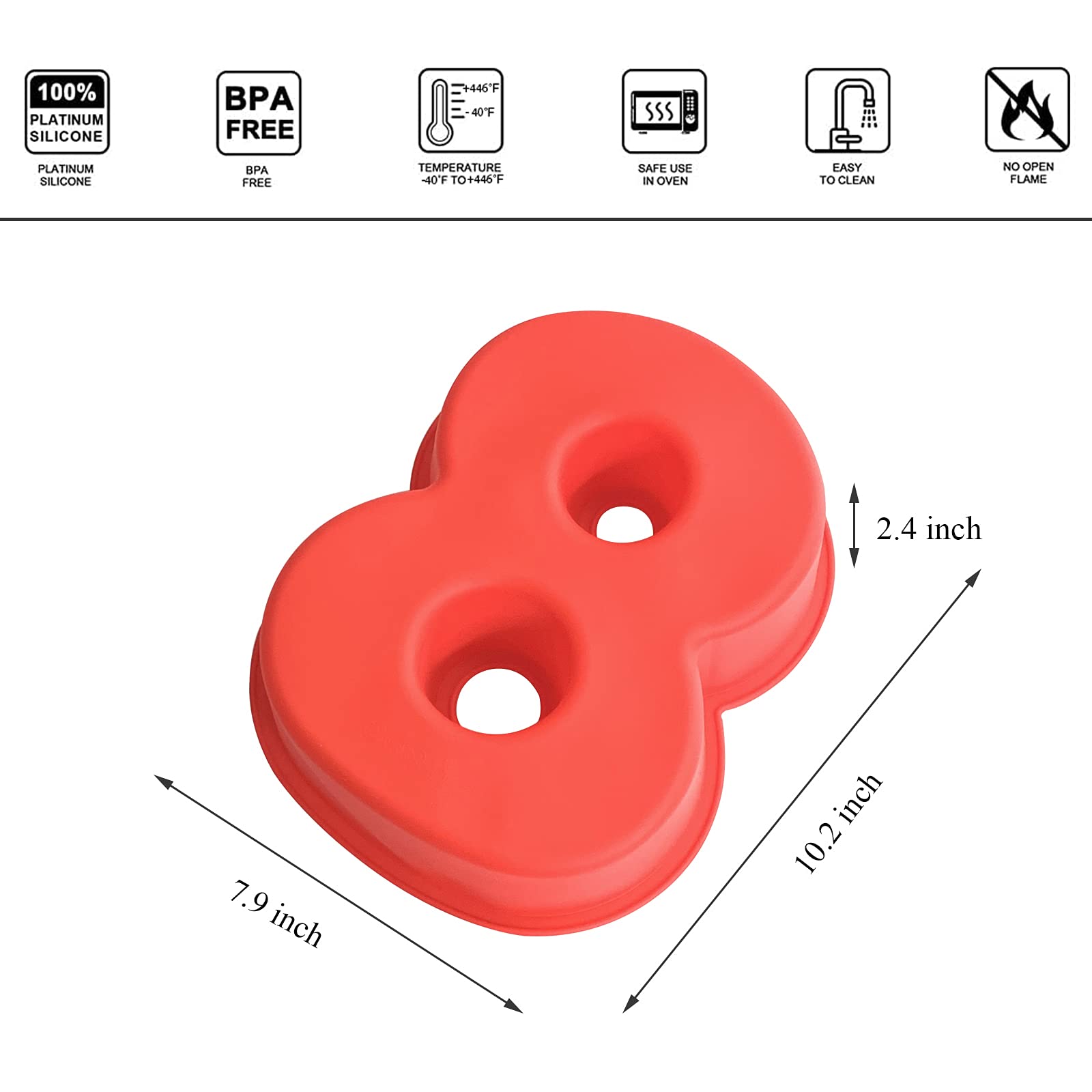 Moules à gâteaux en silicone avec grands chiffres 3D for anniversaire et anniversaire, moules à pâtisserie en silicone liquide, chiffres for gâteaux, sans BPA, nombre de 8/3319