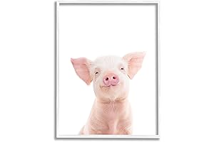Stupell Industries Smiling Pink Pig Decor
