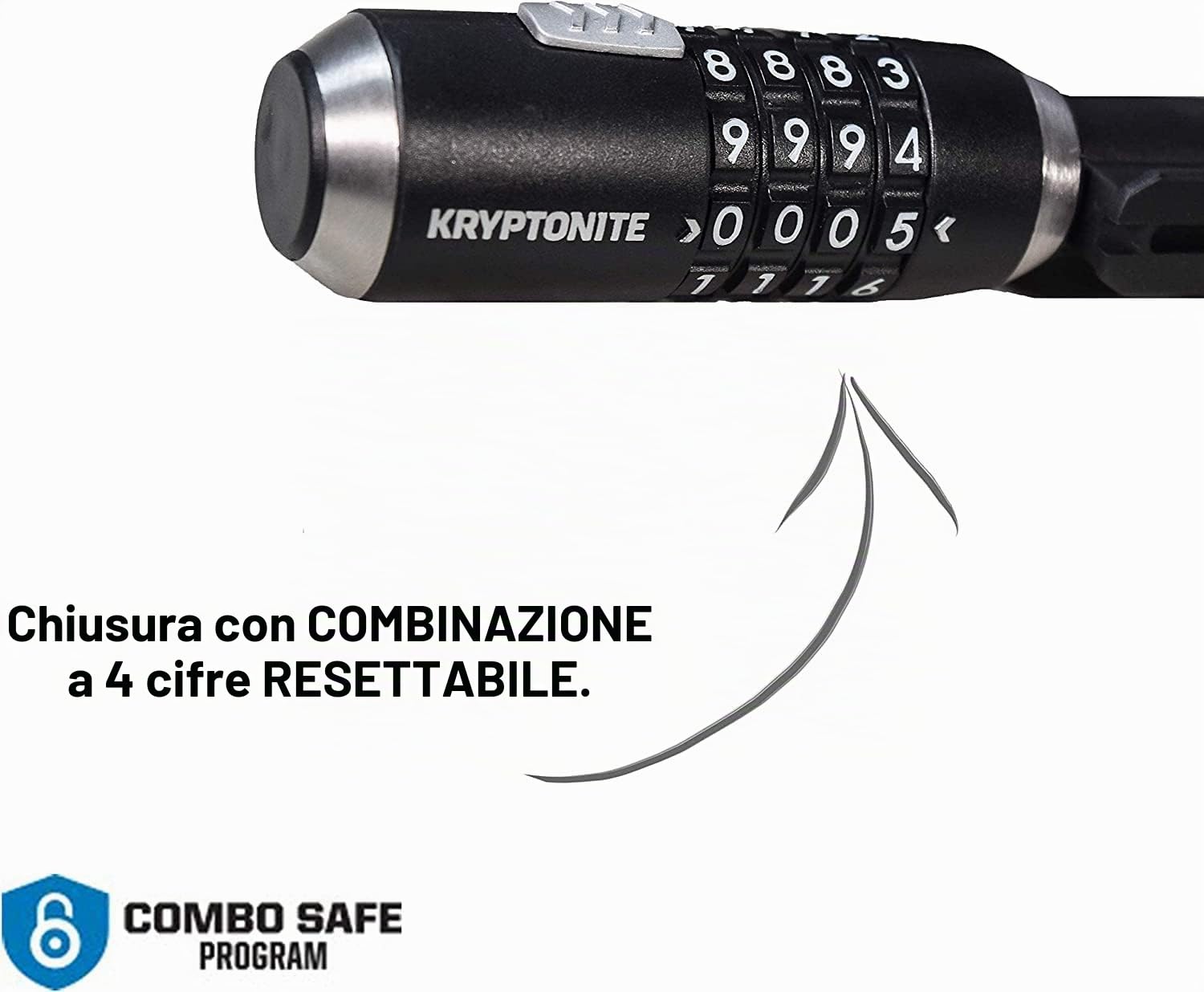 Kryptonite KryptoFlex 1018 Combo Cavo Antifurto a Combinazione | Livello di Sicurezza 1/10, Cavo in Acciaio Intrecciato da 10 mm, Combinazione Reimpostabile a 4 Cifre, 0,57 kg, 180 cm