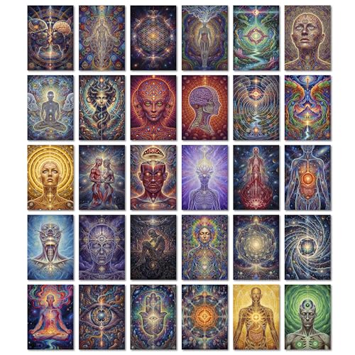 ARTFAVES® Postkarten Set - Visionary Spiritual Art 1-30 verschiedene Postkarten - Spirituelle Kunst, Psychodelisch, Visionäre Kunst, Bewusstsein, Energie - DIN A6