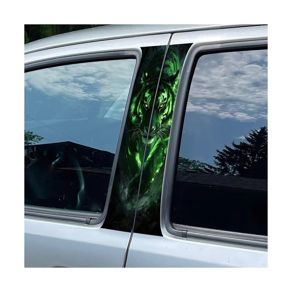 Auto Accessory Car Pillar Decals Waterproof Stickers Fluorescent Tiger Glossy Material Protective Film