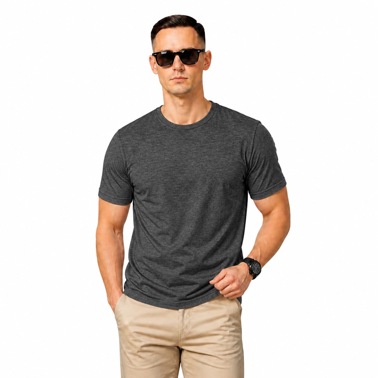 Aurelia Plain T Shirt for Men | 100% Cotton Tshirt | 180 GSM Regular Fit Round Neck | Premium Solid Casual T-Shirt in neutral