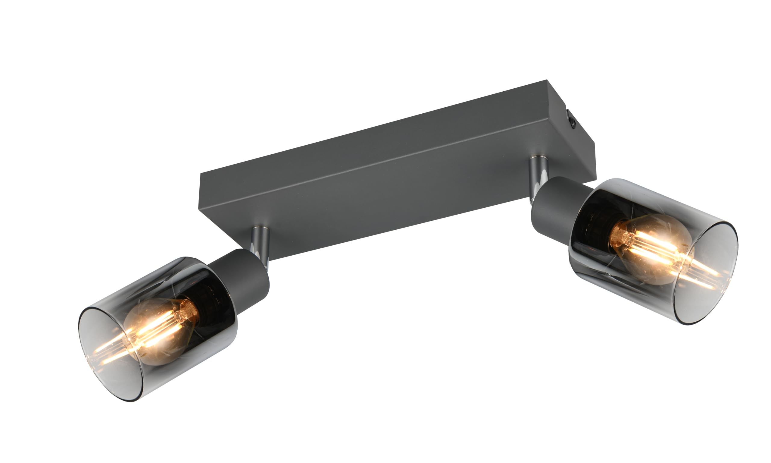 Reality Leuchten Cadiz R81782042 Spotlight Bar, Anthracite Metal, Spray Chrome Glass, Excluding 2 x E14