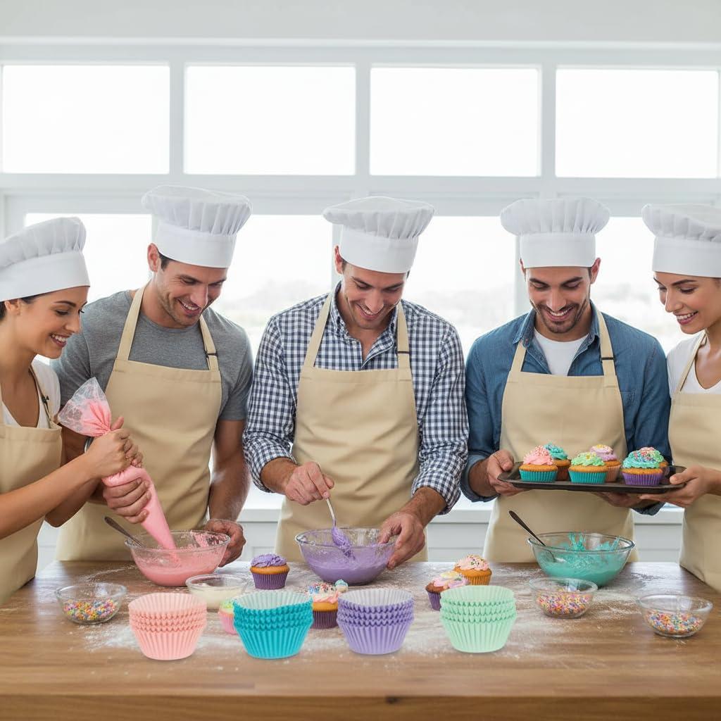 Pack 200 Moldes de Papel para Magdalenas y Cupcakes de Calidad Alimentaria 7,5 cm Moldes de Repostería Extra Resistentes al Horno y Antigrasa Ideales para Muffins y Mesas Dulces (Verde Pastel) — view 8