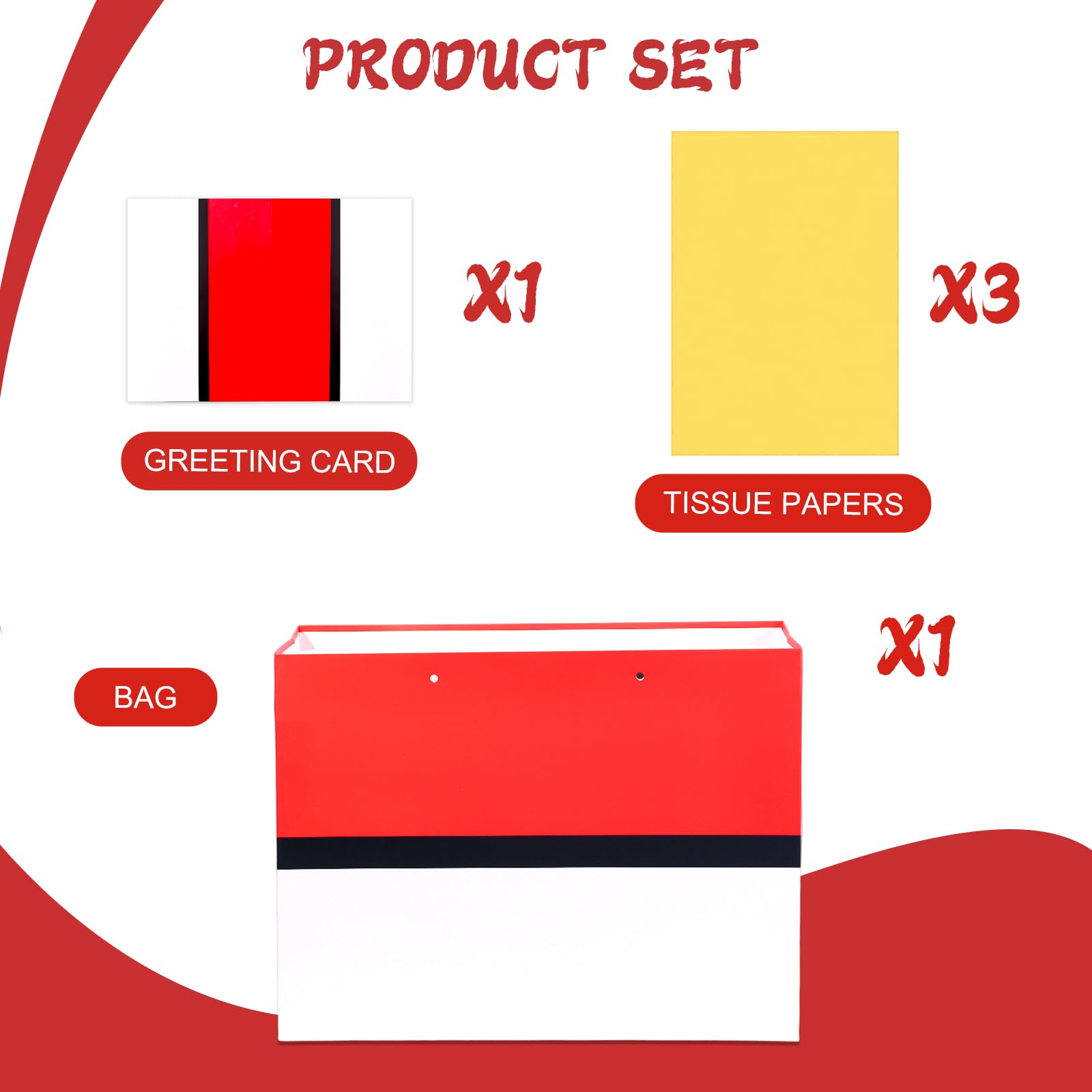 HTPARY Cartoon Animation Gift Bags Set Red and White Theme Favor Goodie Bag with Tissue Papers Greeting Card Game Party Birthday Decorations Supplies