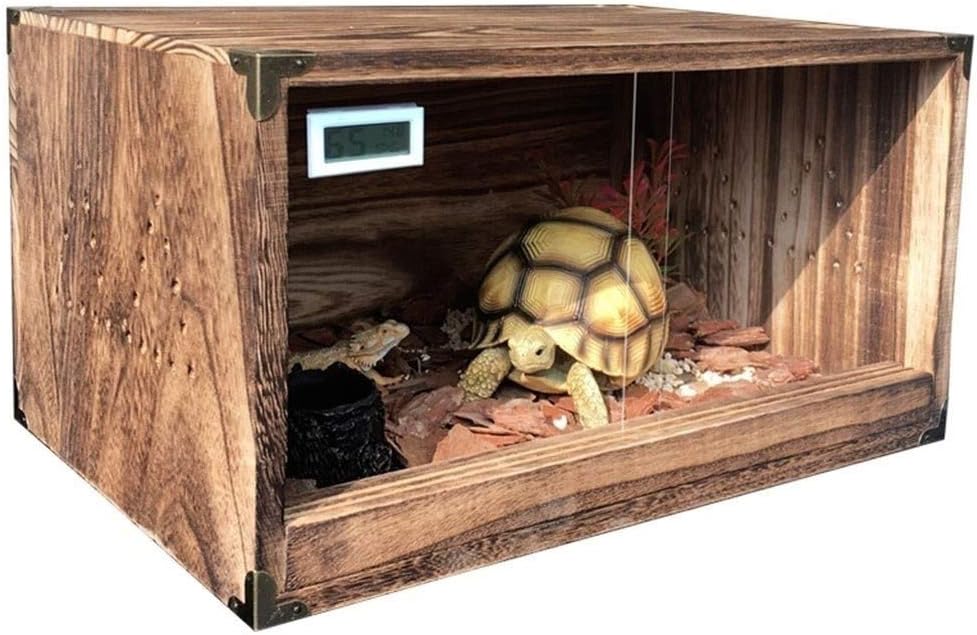 Desconocido Nido de Lagarto de Madera ahumada con Puerta corredera, Caja de vivero de Reptil Transpirable de Aislamiento, Tanque de calefacción de Erizo de Tortuga