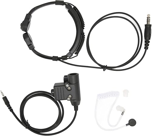 Miniatura 7 de Auriculares de micrófono de garganta, micrófono telescópico de vibración de garganta de 0.280 in, U94 PTT, ajustable, radio de 2 vías, auricular