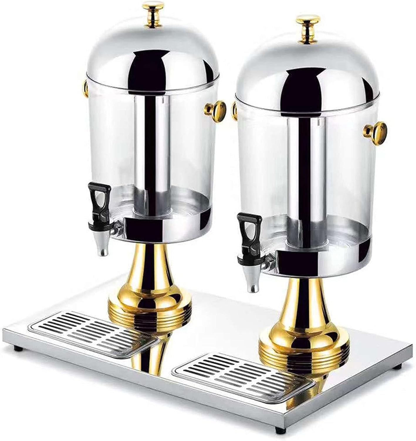 Dispensador De Jugo De Acero Inoxidable, Máquina Comercial De Bebidas Frías Y Calientes, Máquina De Bebidas Frías, Para Fiestas, Restaurantes, Jugos, Té Y Limonada, Color Dorado Con Doble Cabezal.