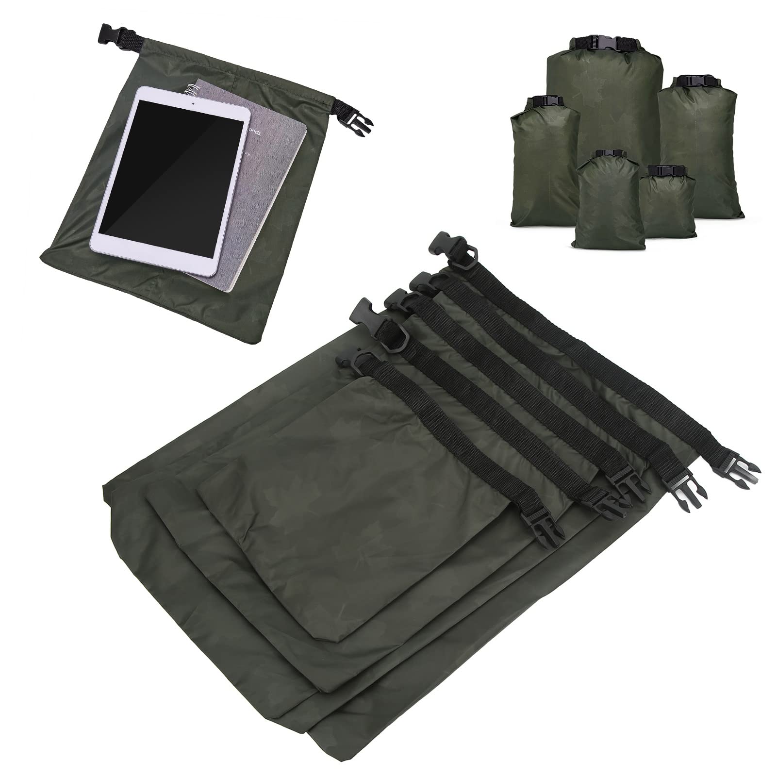 Topyond Dry Bag Waterproof, Camping Travel Bag, Lightweight Roll Top Stuff Sack for Boating, Kayaking, Hiking, Multiple Sizes (1.5L, 4L, 5L, 7L, 10L)