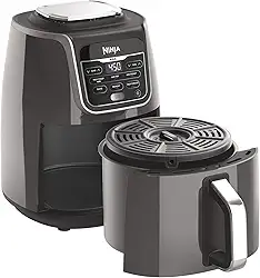 Ninja Fritadeira AF161 Max XL que cozinha, batatas fritas, assa, assa, reaquece e desidrata, com capacidade de 5,5 litros e um acabamento de alto brilho, cinza