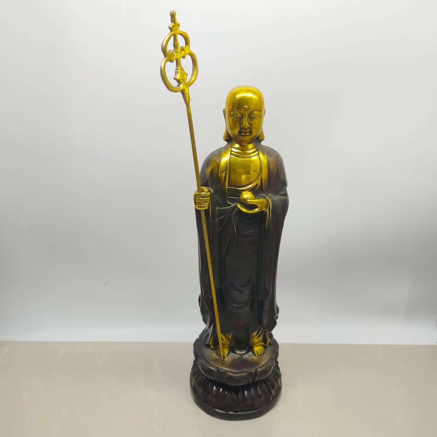 Dytartzx Pure copper Tizang King Bodhisattva statue home decoration meditation Zen Buddha