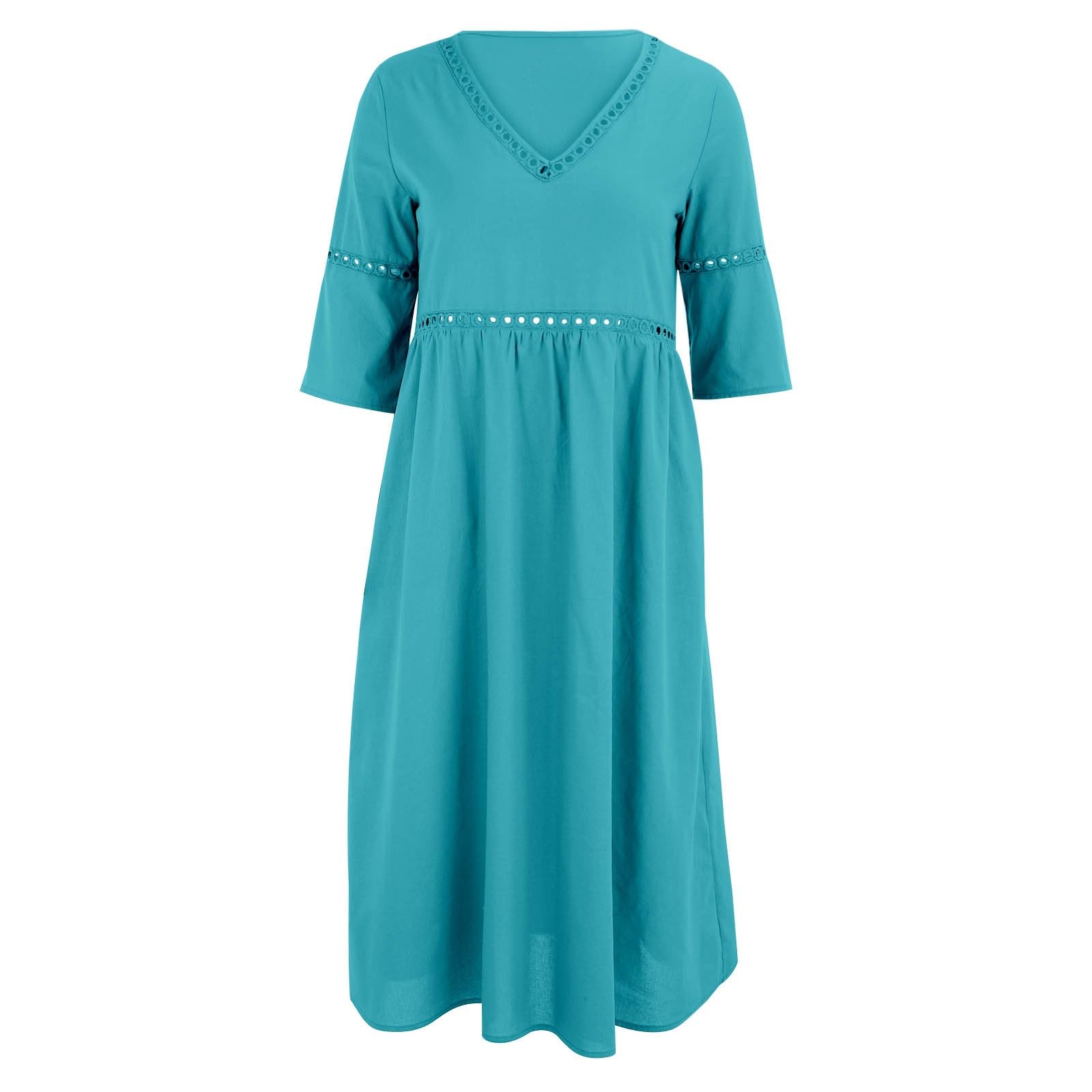Vestito Donna Estivo Curvy Lungo, Vestiti Estivi Lunghi Casual Elegante, Abito Mezza Manica Scollo a V Comodo, Abiti Morbido Leggero Boho, Copricostume Mare da Spiaggia Vacanza