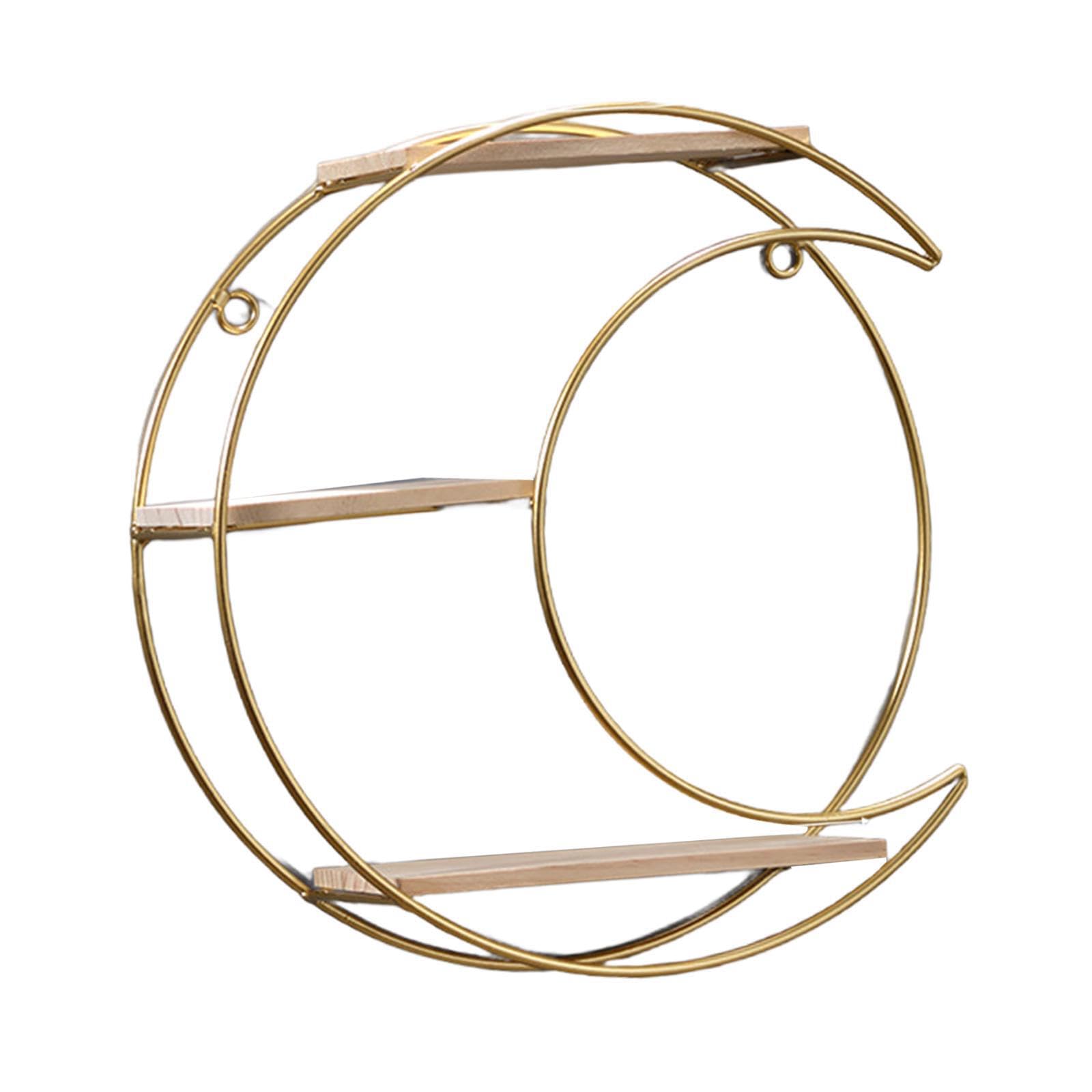ALCXAZS Hanging Shelf Cosmetic Display Rack Decorative, Gold, Moon 3 Tiers