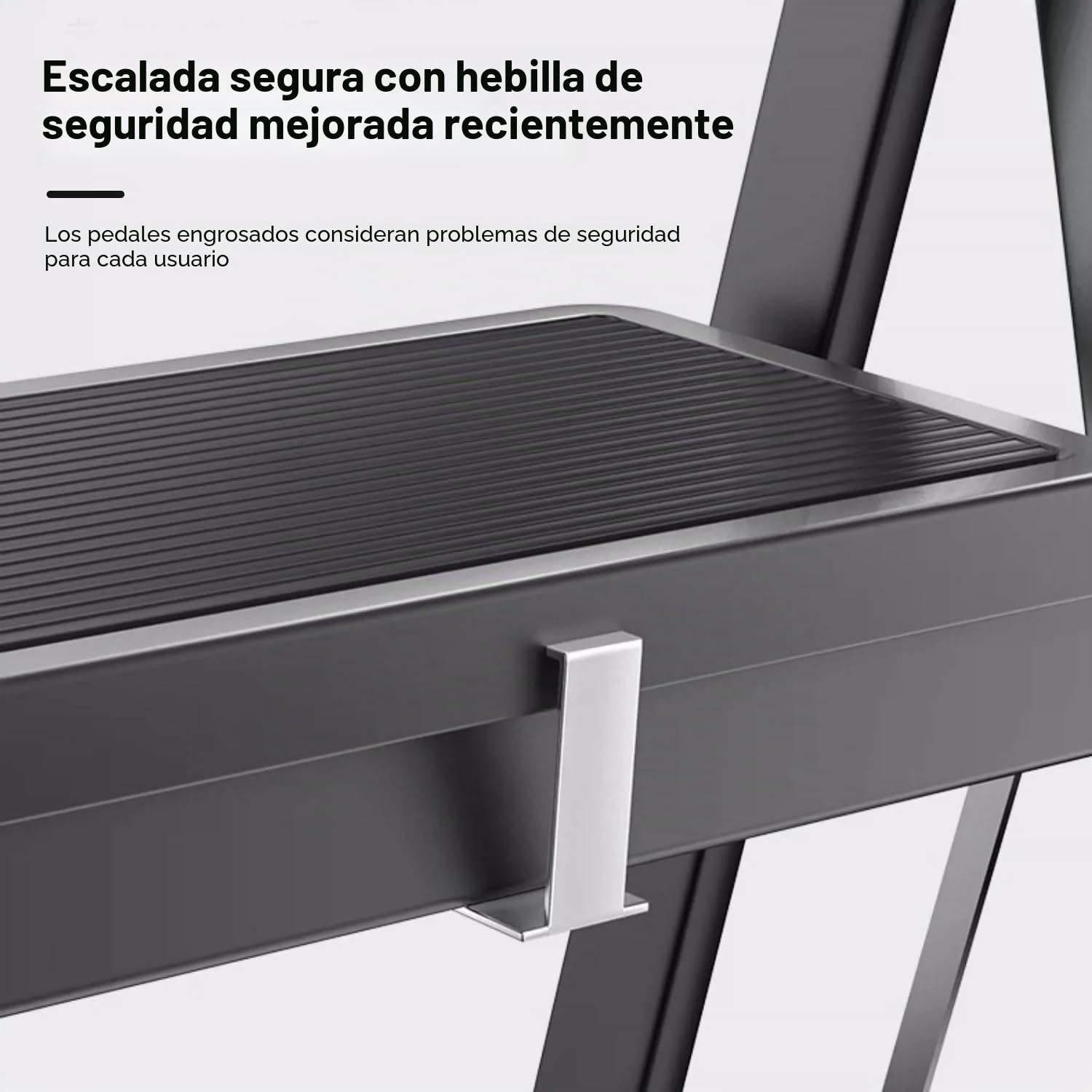 K IKIDO Escalera plegable con pasamanos, 4 peldaños - Antideslizante, fácil de guardar - Peldaños anchos - Adecuada para la cocina, el hogar y la casa - Carga máxima: 150 kg (negro, 4 peldaños)