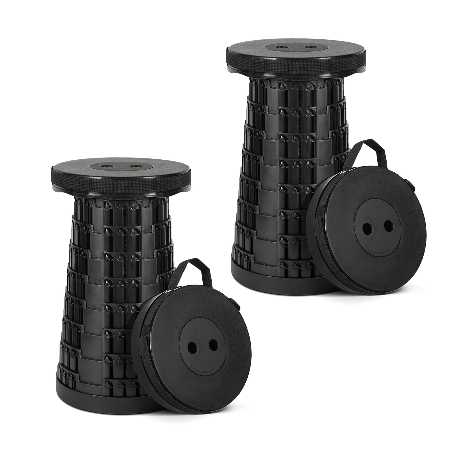 Prestige Outback 2024 Upgraded Collapsible Stool 2-Pack - Perfect Lightweight Yet Strong & Sturdy Stool with Load Capacity 620lbs Retractable Stool for Camping, Hiking & Fishing (Black)