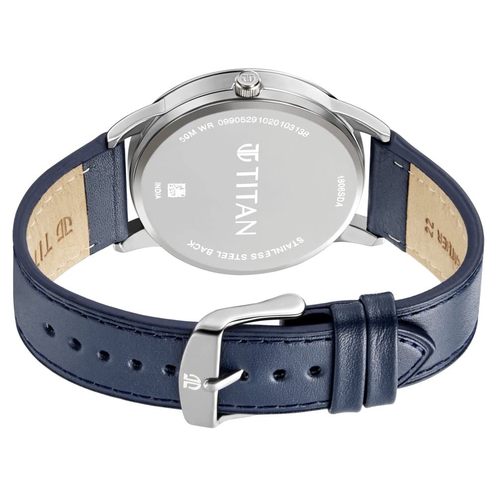Elmnt Cool Grey Dial Leather Strap Watch