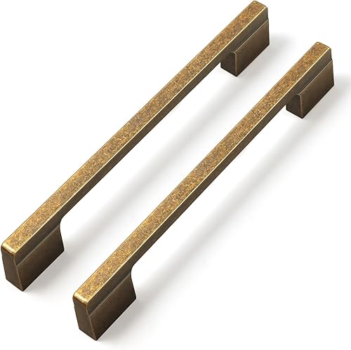 Goo-Ki - Tiradores vintage de latón para gabinetes, de 5 o 6.14 pulgadas entre agujeros, paquete de 6 tiradores para gabinetes, color bronce antiguo