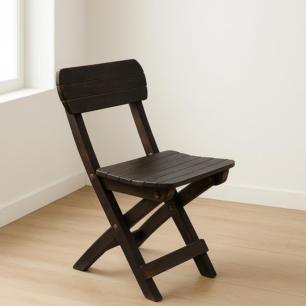 Webbee Craft Wooden Foldable Baby Chair for Kids (Brown)-image-2