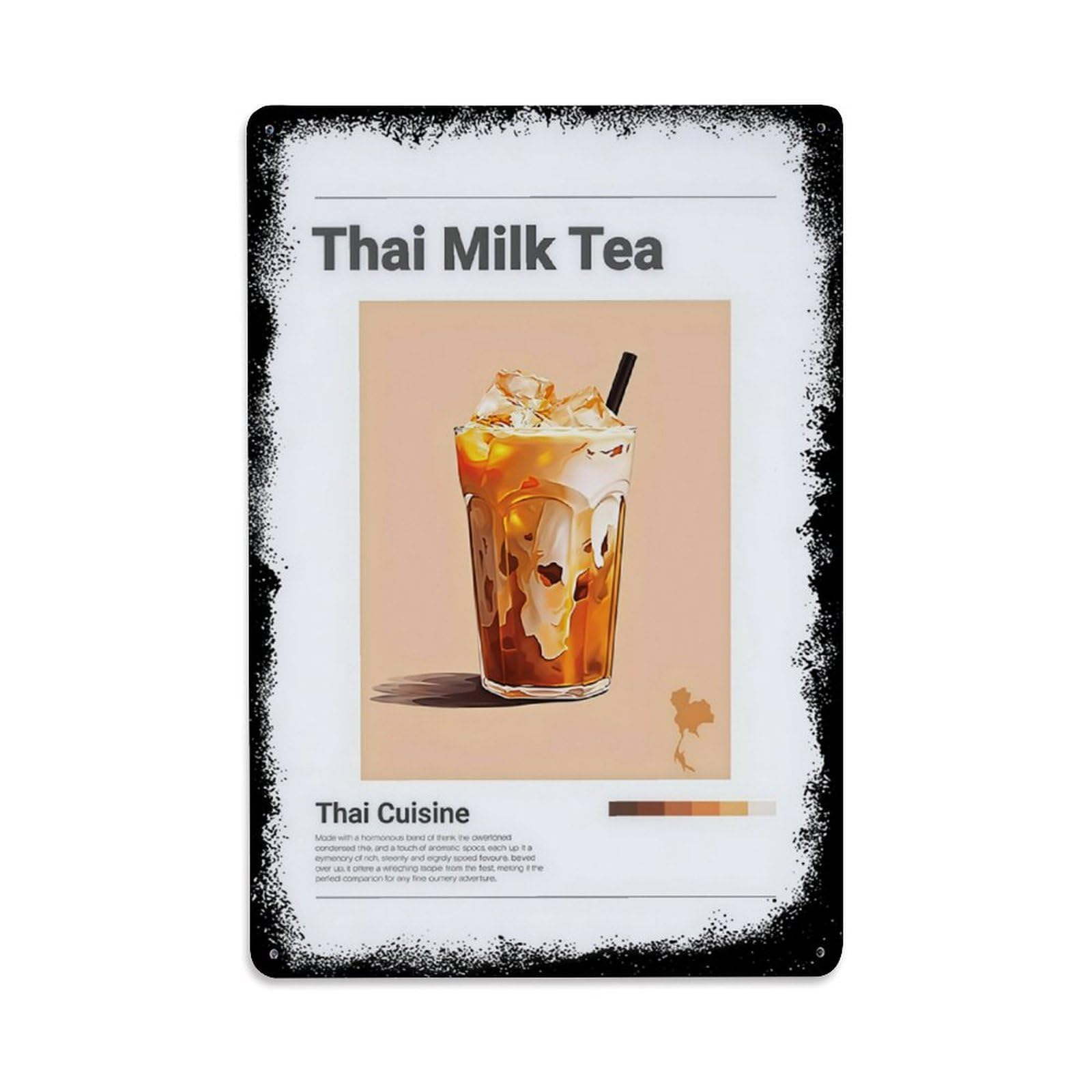 Vintage Thai Iced Milk Tea Vintage Aluminium Metal Sign, Retro Wall Decor for Home, Bar, Garage & Farmhouse 30x20cm