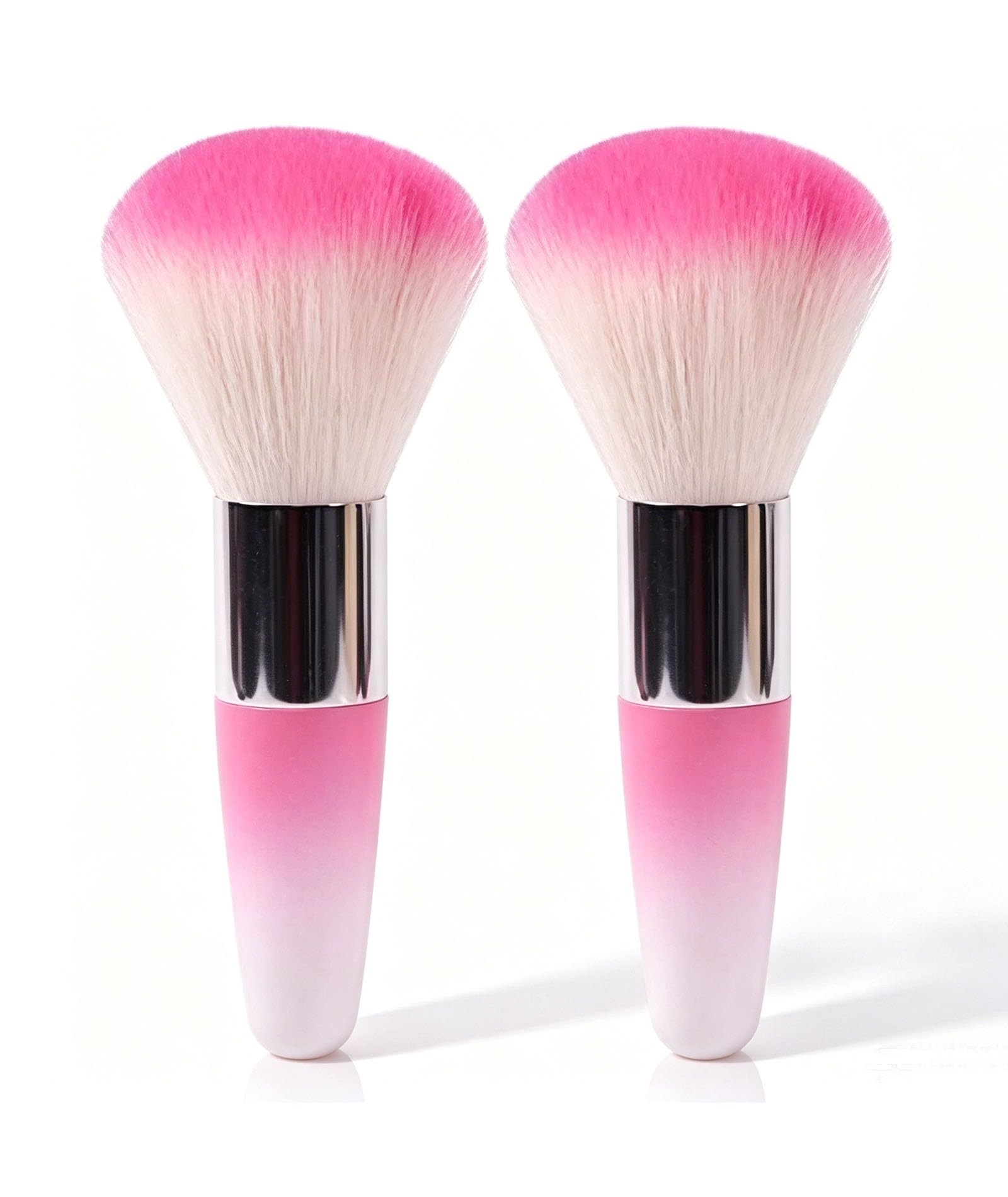 2Pcs Nail Art Brushes, Nail Brush and Powder Brush for Makeup Set, Soft Bristle Blush Brush and Eyeshadow Brush for Face Powder and Nail Duster Cleaning, Pink-image-16