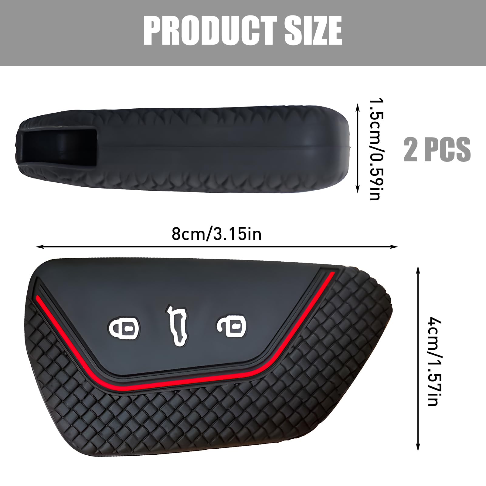 2 PCS Protettiva in Silicone per Chiave Auto a 3 Tasti, Custodia