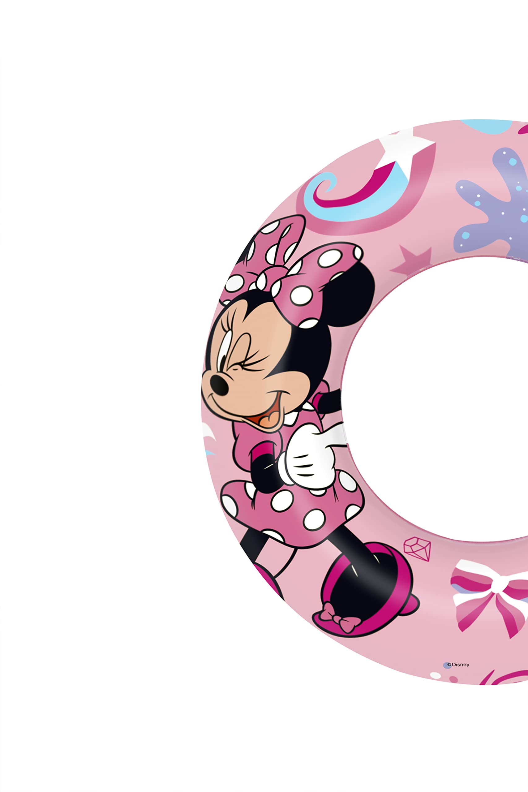 BESTWAY - Koło ratunkowe Minnie - Nadmuchiwane - 91040 - Różowe - Plastikowe - Średnica 11 cm - Zabawka dla dzieci i dorosłych - Gra na świeżym powietrzu - Basen - Dla dzieci od 3 lat