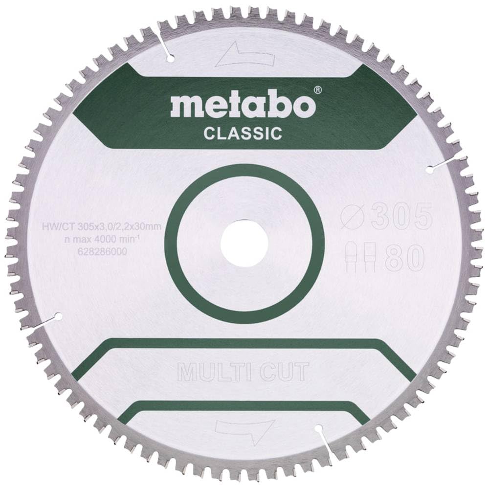 METABO 628286000 - Hoja de sierra Multi Cut Classic, 305 x 30 mm, dientes 80 FZ/TZ 5°neg