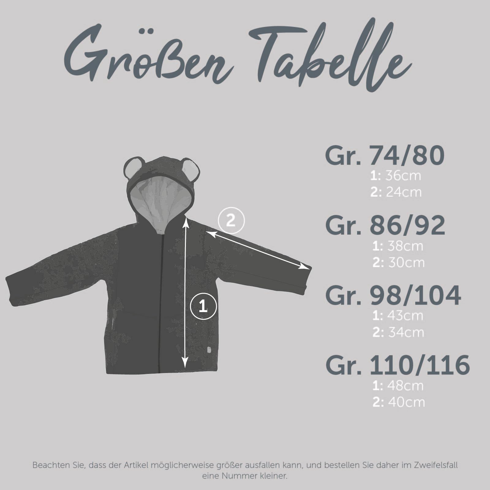 cocoome Wollwalk Jacke für Kinder | aus Natur Schurwolle mit Reißverschluss | Walk Jacke für Baby | Walkjacke Tiere | in Europa gefertigt | verschiedene Größen und Modelle | Größentabelle beachten
