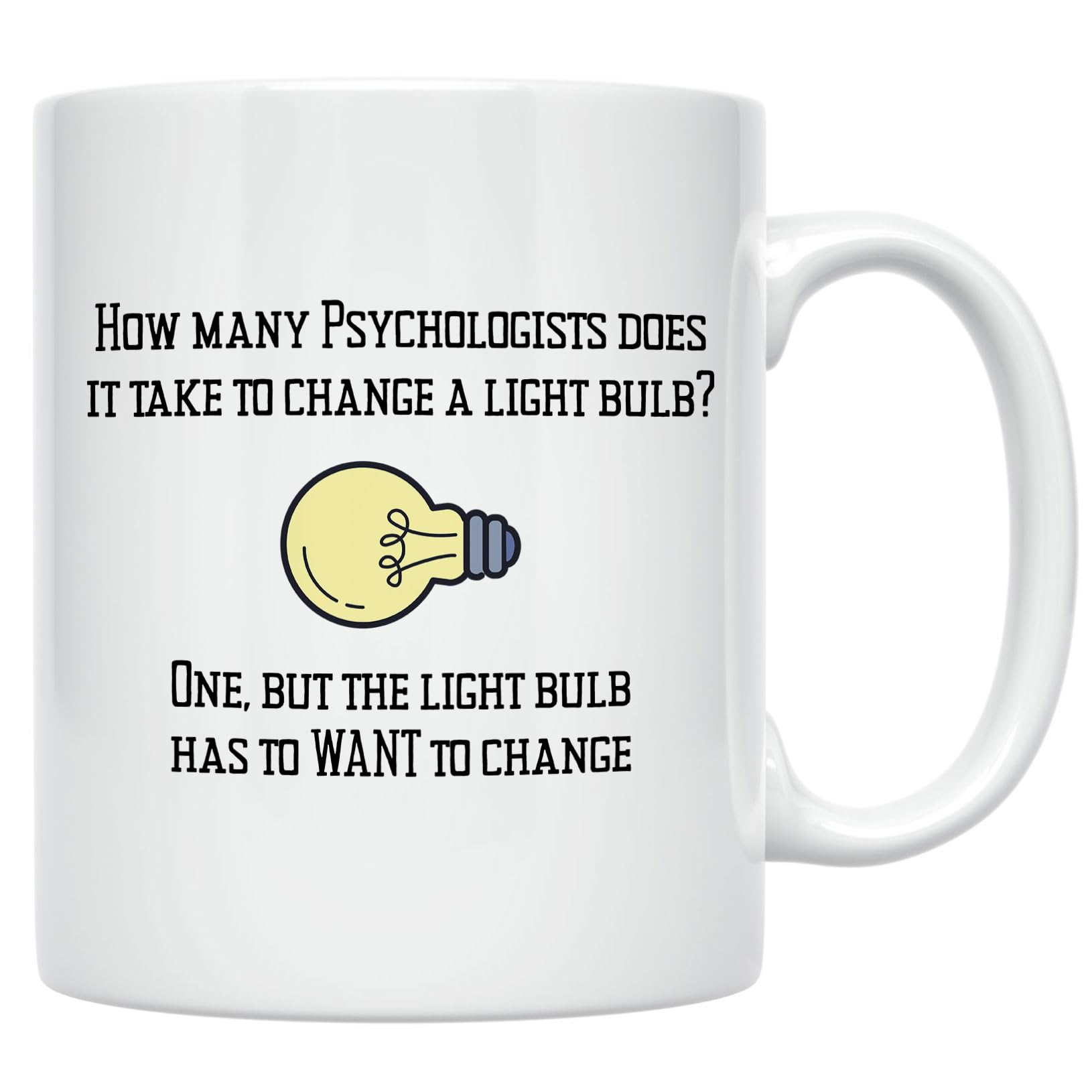Casitika Psychology Gifts. 11 oz White Ceramic Psychologist Coffee Mug. Funny Psychiatrist or Psychologists Light Bulb Joke.