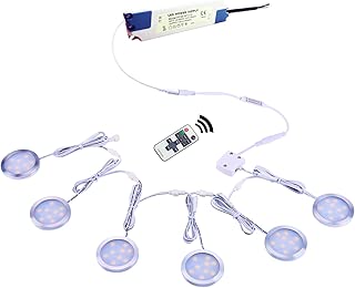 AIBOO Linkable Under Cabinet LED Lighting Direct Wired 12V Slim Aluminum Dimmable Puck Lights with RF Remote Control for Kitchen Cabinets Counter, Closet Lights(6 Kit, Warm White, NO Wall Plug) - coolthings.us