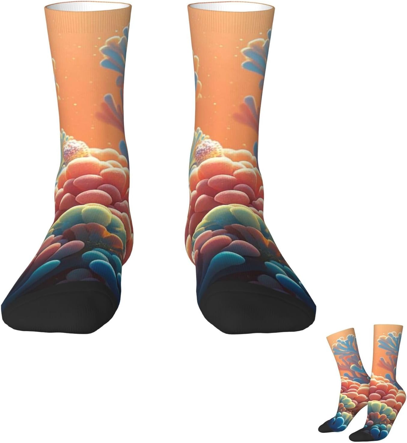 Socks for Women Men Warm Breathable Boot Socks Coral Calf Socks Crew Sock for Hiking