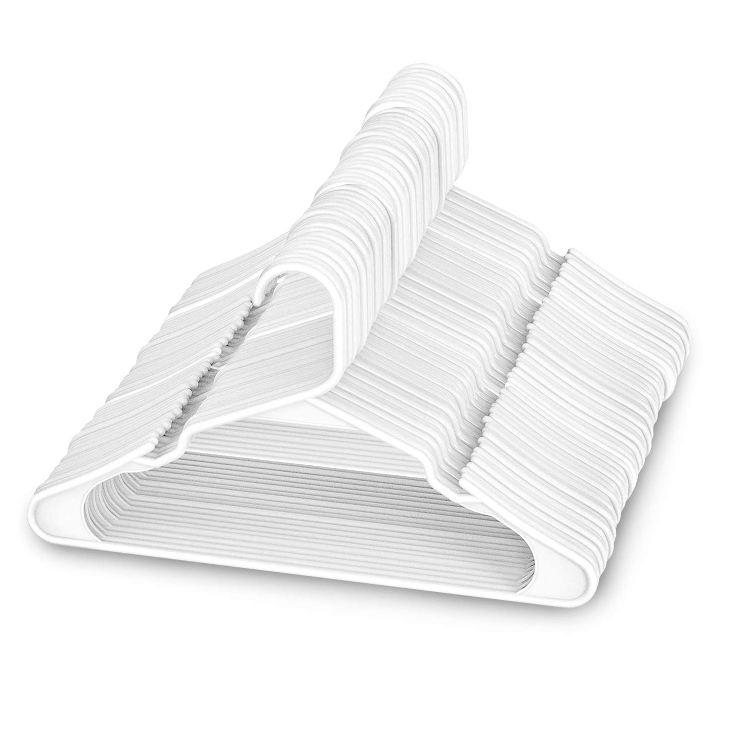 SharptyPlastic Hangers, 50 Pack, Slim, Space Saving, Heavy Duty, White