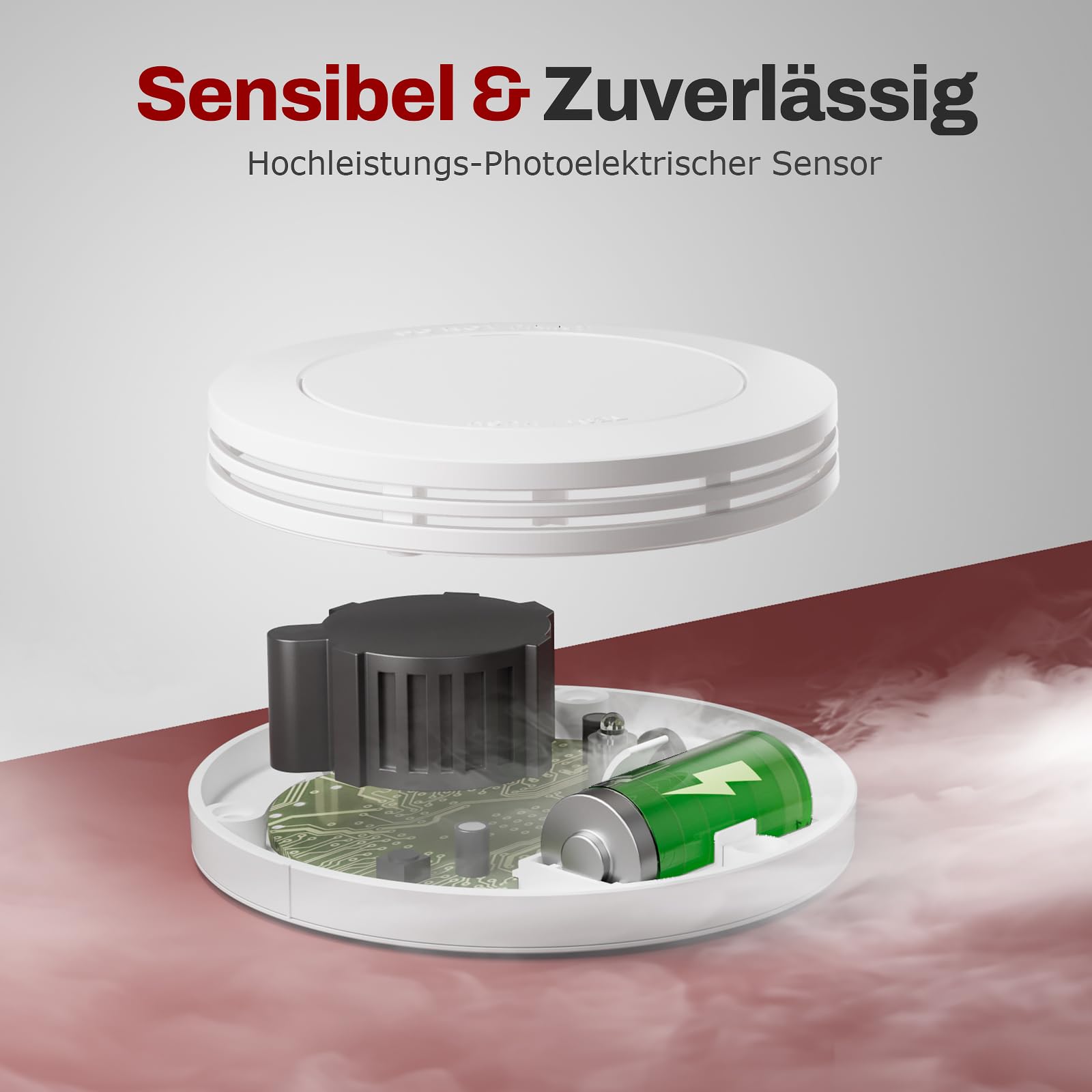 Safeliveo Rauchmelder 10 Jahre Batterie, TÜV-Zertifiziert,Rauchwarnmelder mit Klebepads,85 dB Alarm, Mini Feuermelder ohne blinkende LED, Stummschaltfunktion, 3er Set