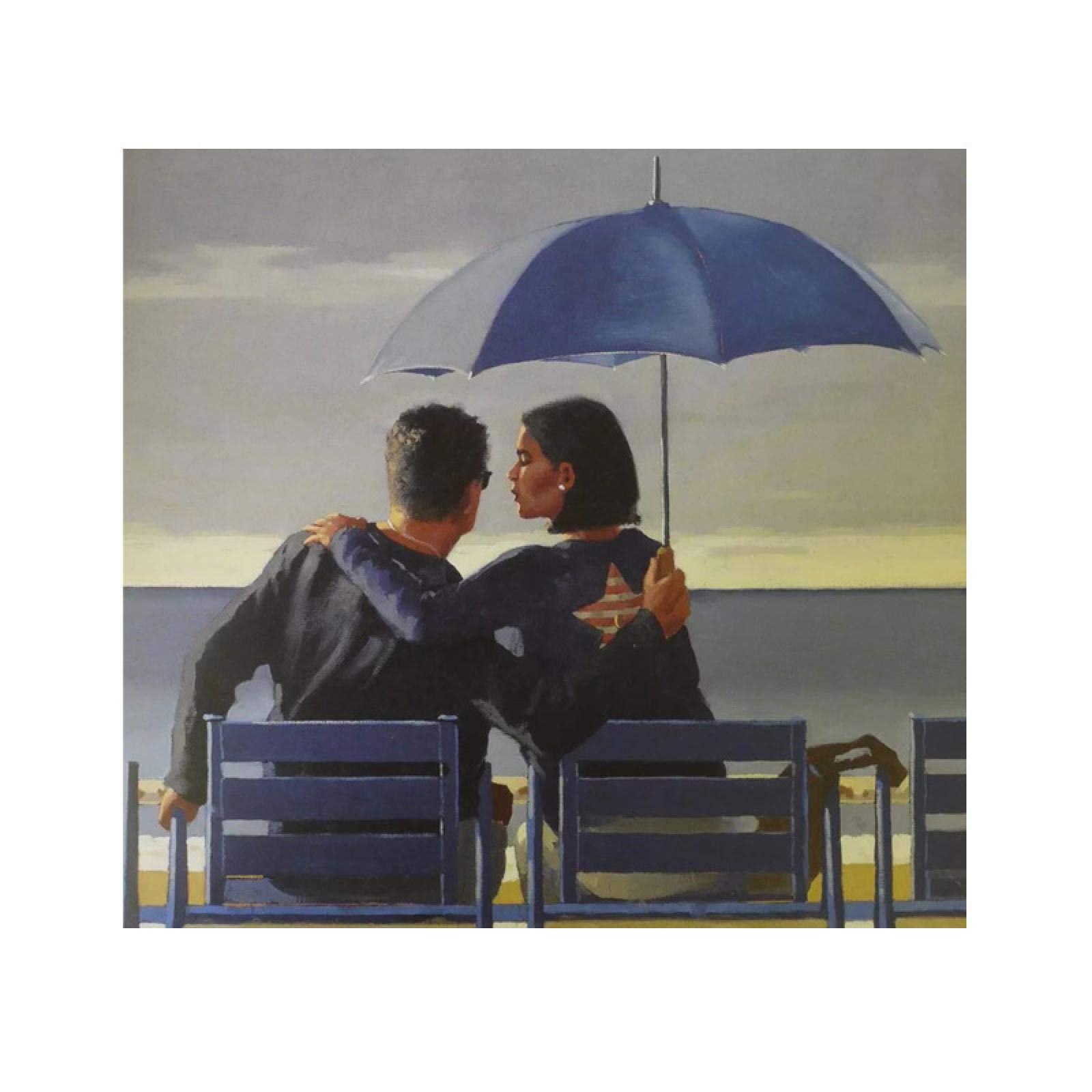 Blue Blue By Jack Vettriano Art Canvas Painting Reproduction Posters and Prints Wall Art Picture for Living Room Decoration 30x30cm(12x12in) Frameless
