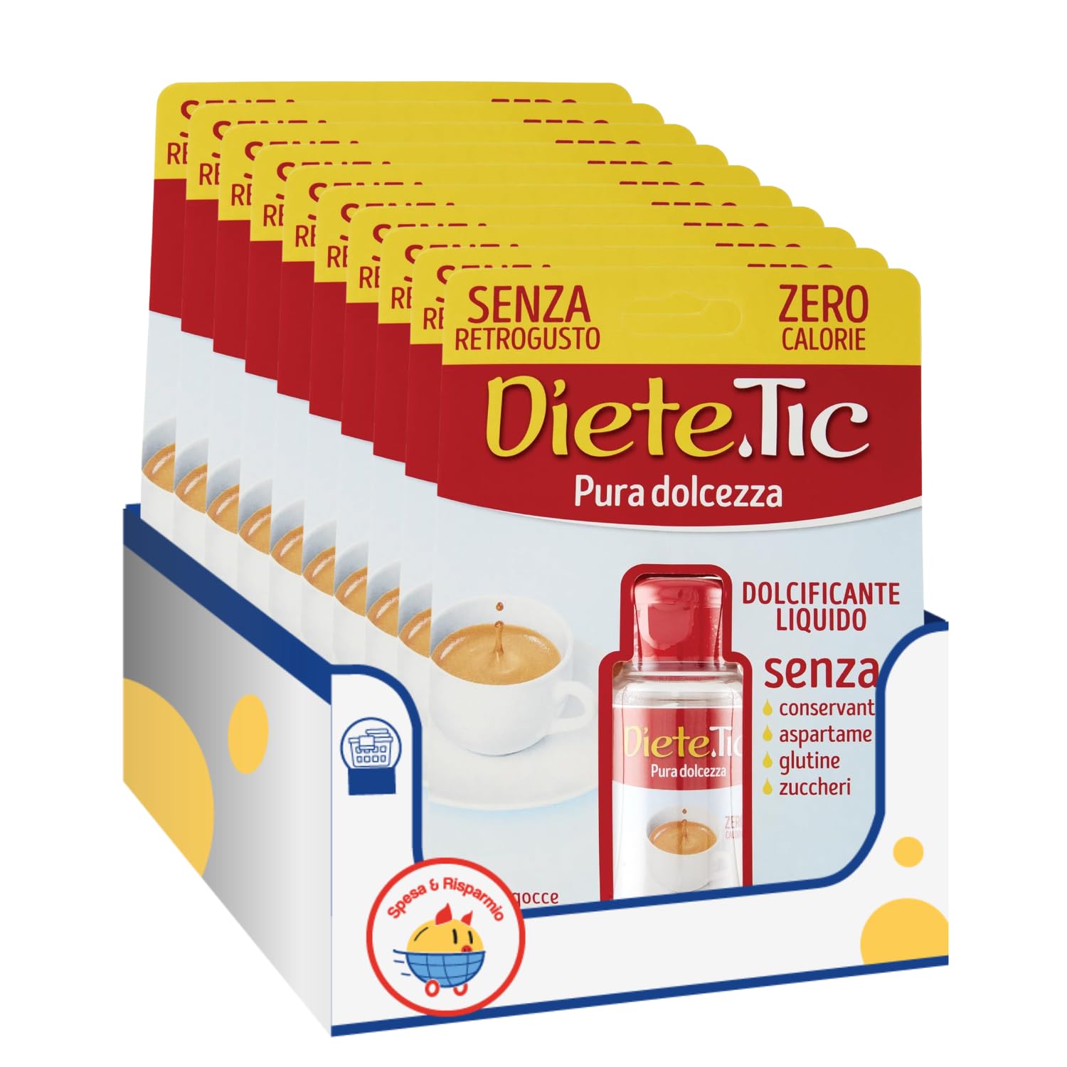 Dolcificante Liquido Concentrato Senza Zucchero – Ideale per Caffè e Bevande – 50 ml – Variazioni 4/6/8/10 Pezzi (10)