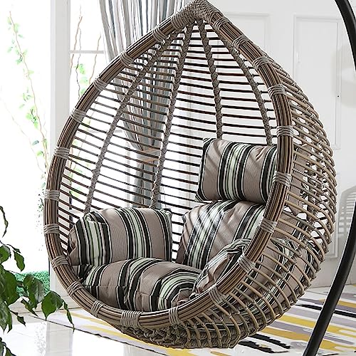 BAHULA Cubierta de Cojines de Silla de Huevo Colgante, Cubierta de Cojines de cojín de Silla de Swing, Cojín de Asiento de Silla de Canasta Colgante para sillas de jardín al Aire Libre,Stripe