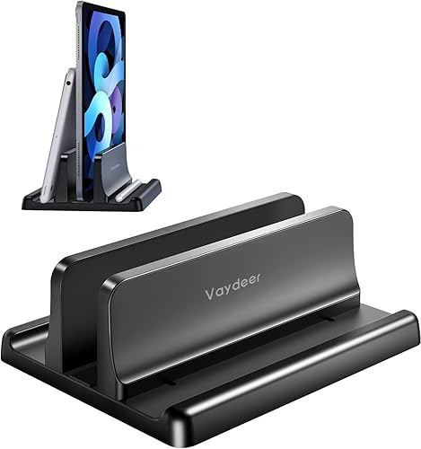 VAYDEER Soporte vertical para laptop soporte de plástico ajustable para computadora portátil ahorra espacio 3 en 1 para todos los MacBook Pro Air