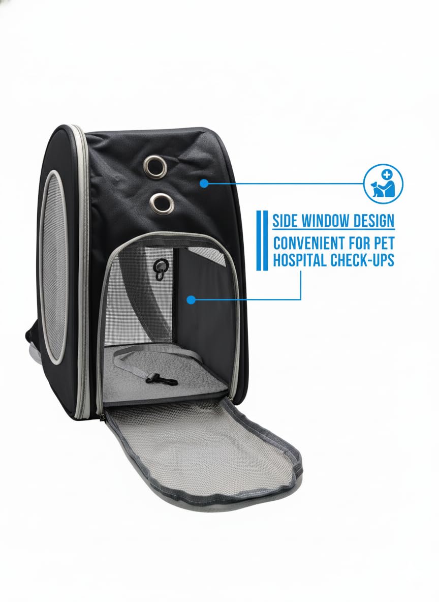 Sac à dos pour cochon d'Inde - Sac de voyage portable pour petits animaux - Sac de voyage avec porte-bouteille et support amovible (noir)