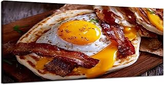 Large Canvas Wall Art for Bedroom Pancake Breakfast Taco Suny side up Eggs Bacon Cheese Framed Art Prints Wall Decor for Bathroom Ready to Hang Western Home Decor 30''x60''