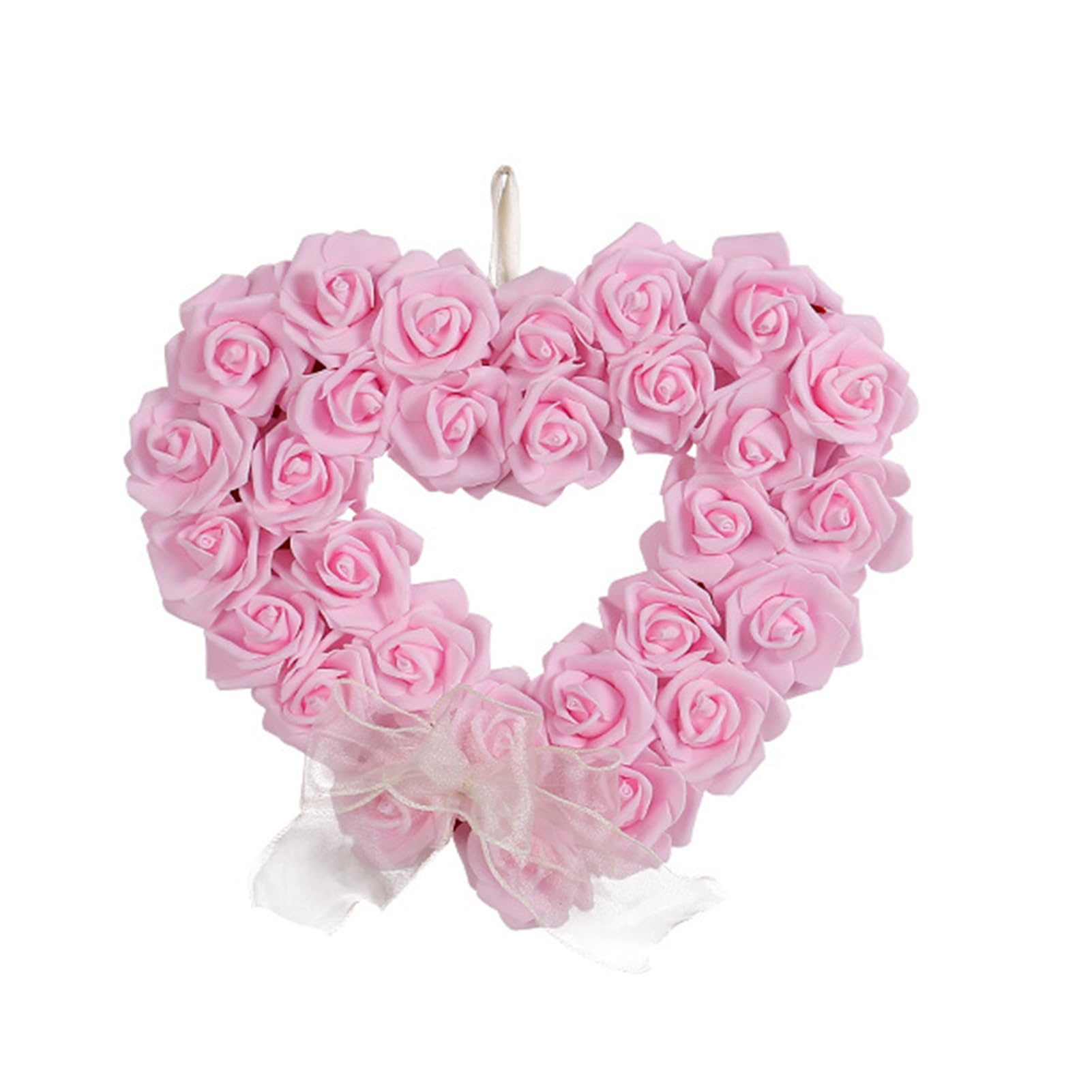 RCGOFOLLOW Romantic Door Wreath Love And Charm Valentines For Wreath Door Front Heart Day Add Sweetness For Porch Wall, Pink, 35 * 32 * 4CM