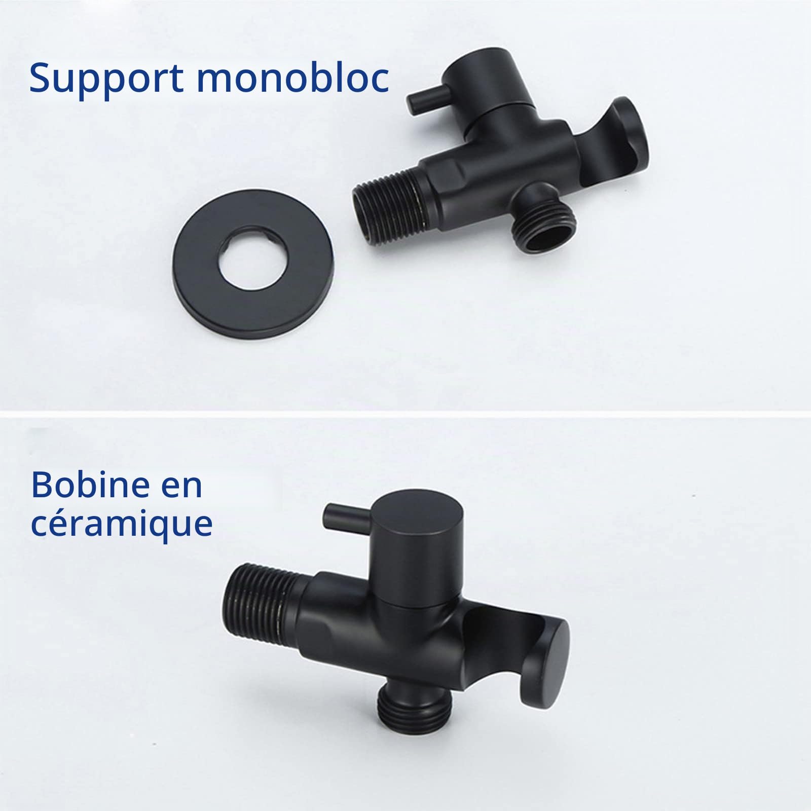 Douchette Toilette WC, Kit Douchette WC avec Tuyau et Support Mural Noir Bidet Toilette Douchette Portatif Eau Froide Laiton pour L'hygiène Personnelle Quotidienne Nettoyage