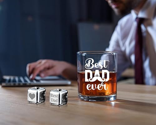 Miniatura 4 de Best Husband Ever Vaso de whisky antiguo de 11 onzas con 2 cubitos de hielo grabados para marido, aniversario de él, cumpleaños, día de San